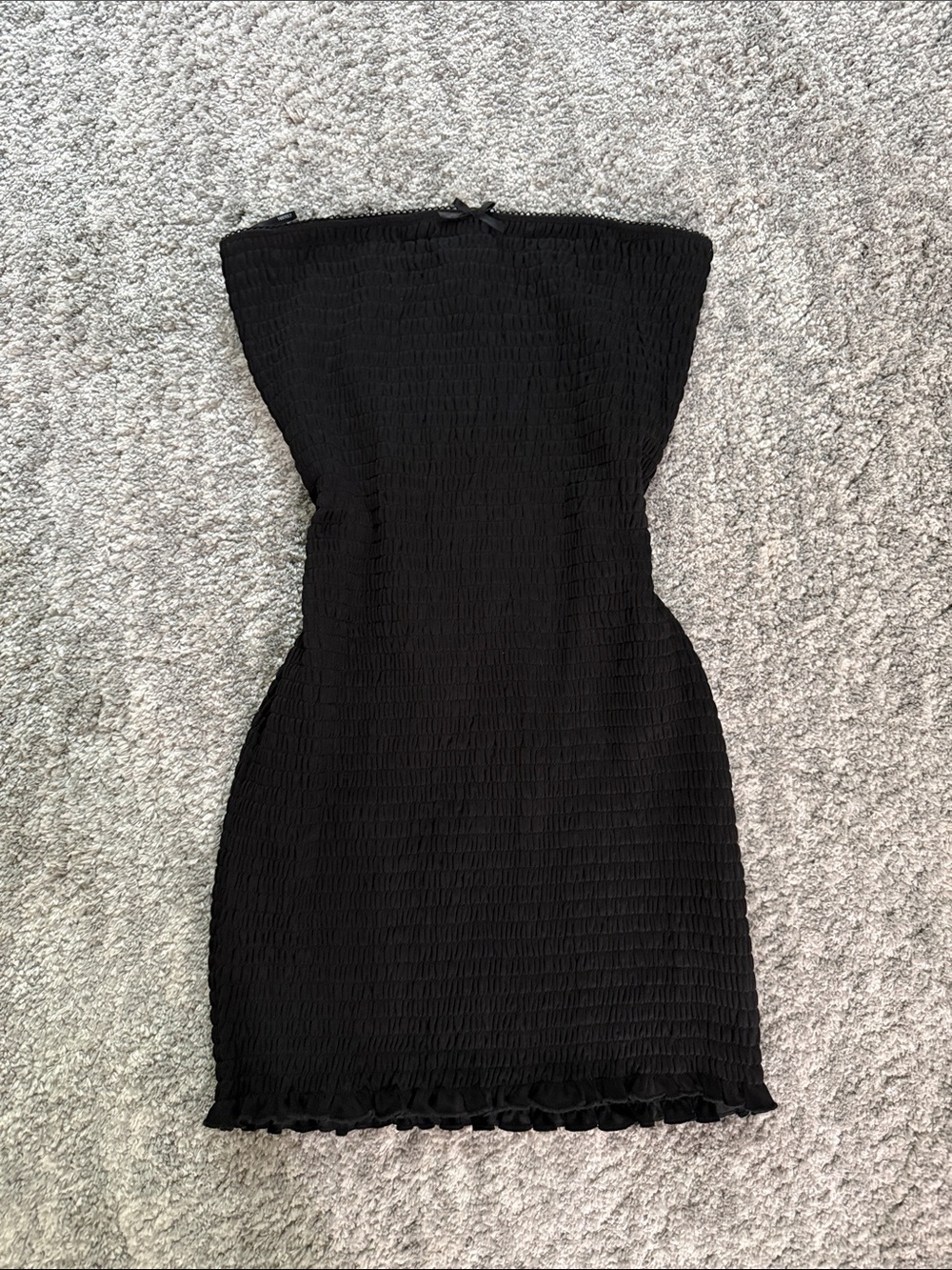 Forever 21 Black Strapless Smocked Bodycon Mini Dress